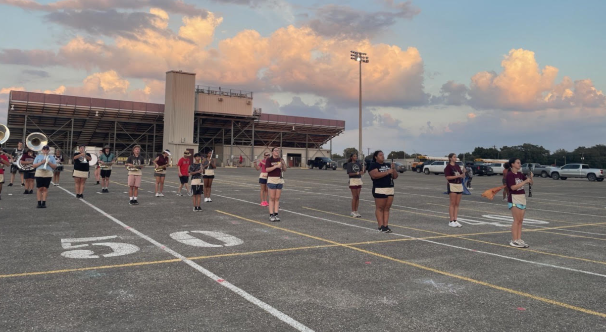 The Thundering Herd at early morning practice. The band program is one that has suffered due to reduced State funding.