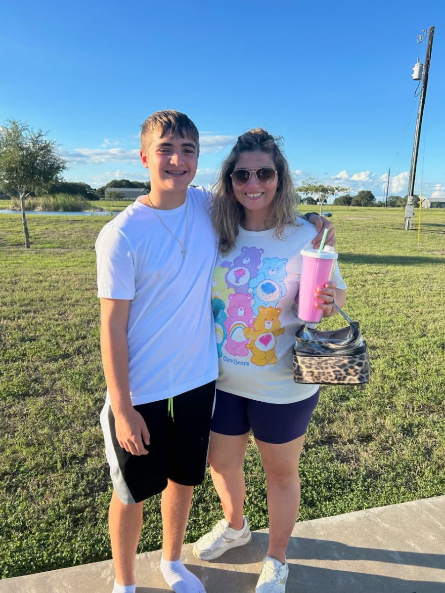 Hunter Bomar with his mom, Mandi.
