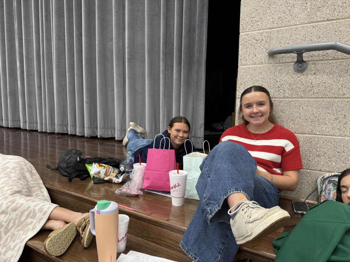 Abby Ressler and Kennedy Wapole smile for a picture at Regional UIL in New Braunfels.
