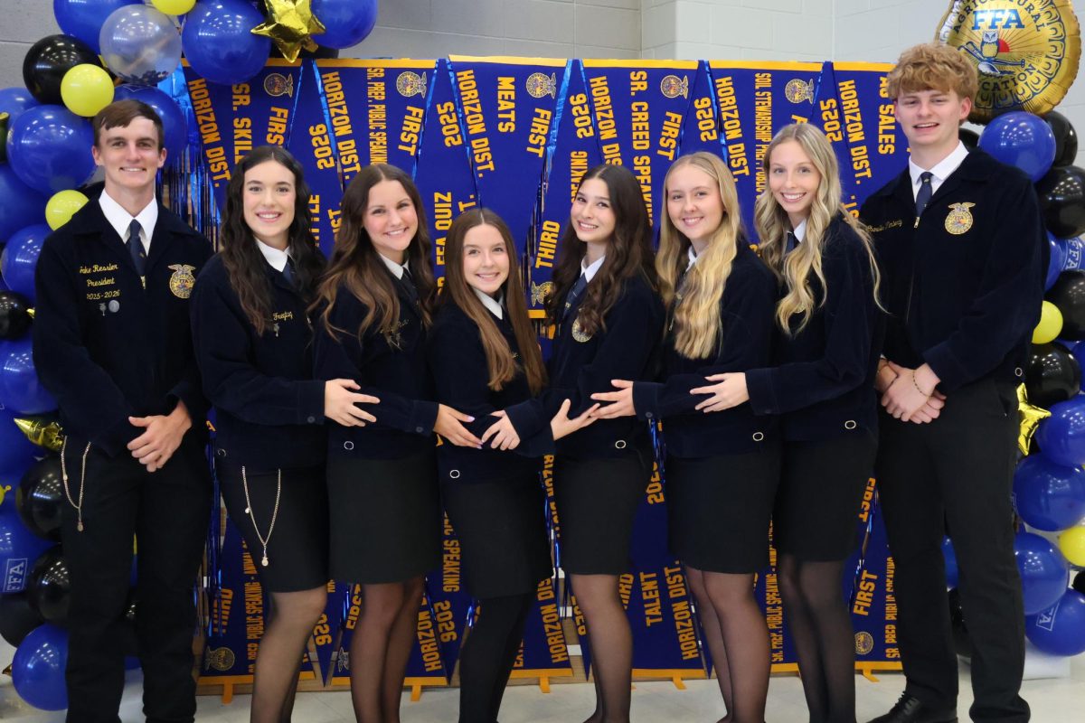 Hallettsville's 2025-2026 FFA Officers take one last photo together.